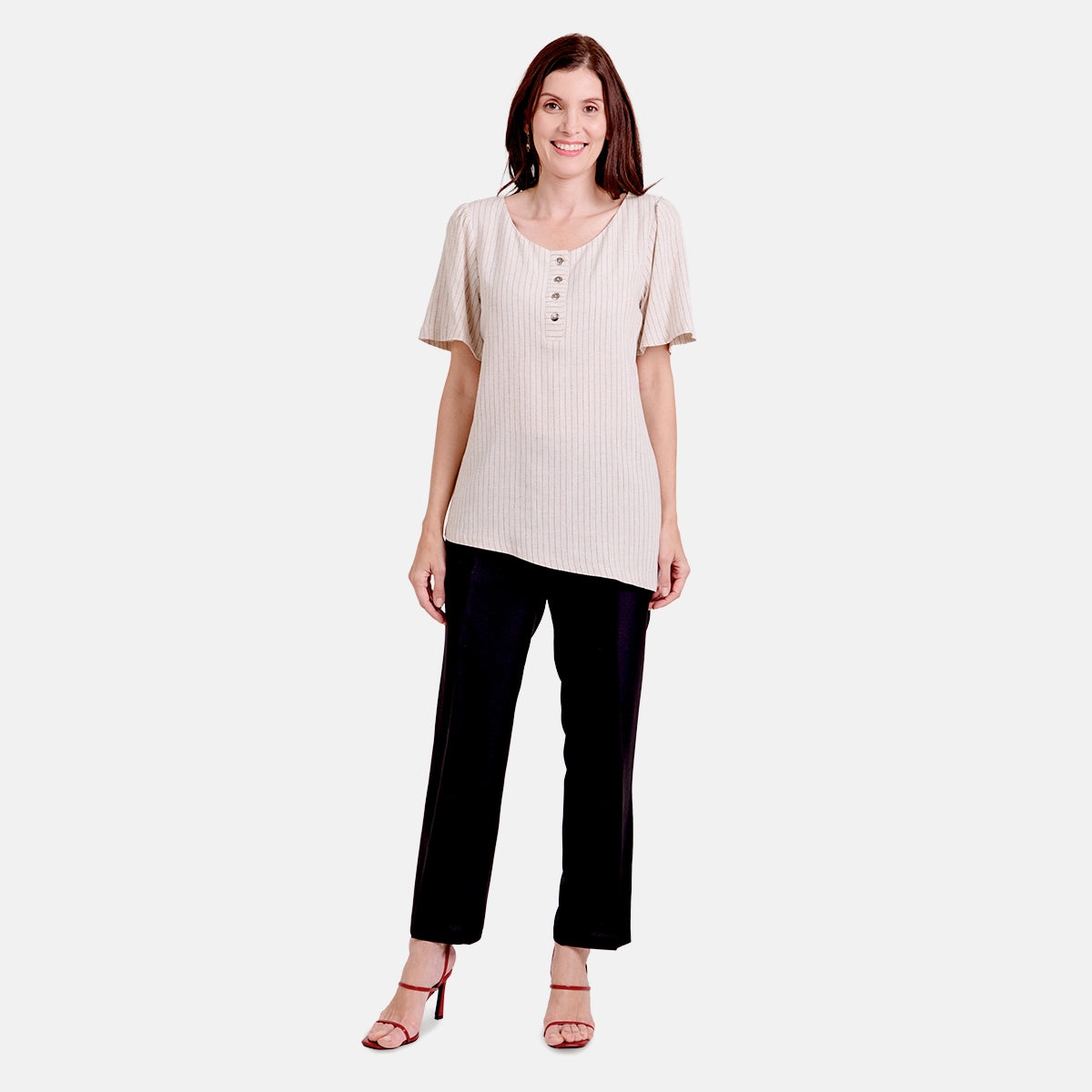V68102 - Blusa asimetrica a rayas Leah