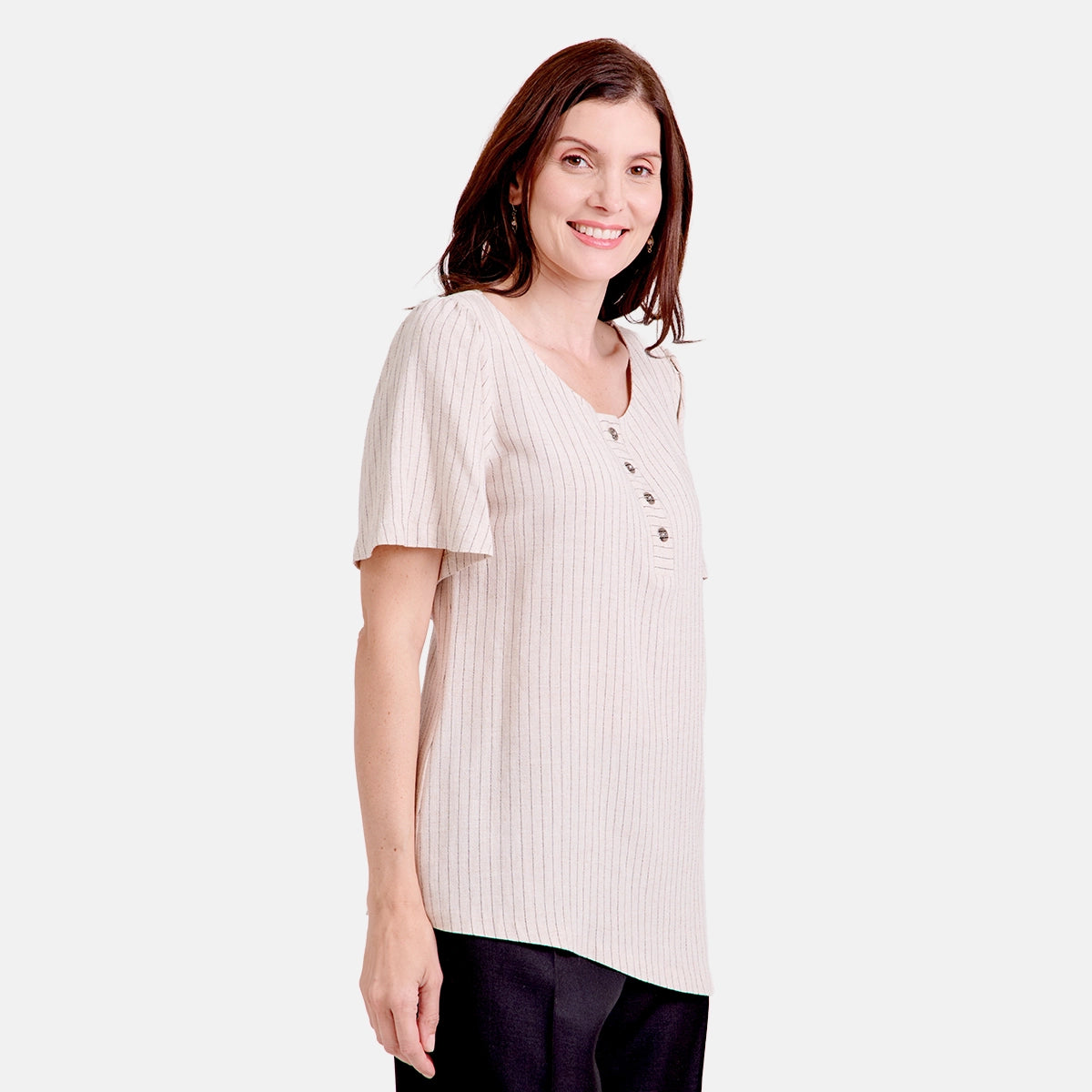 V68102 - Blusa asimetrica a rayas Leah