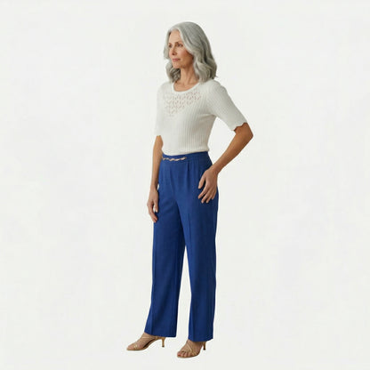 Pantalón recto con cuentas Meredith
