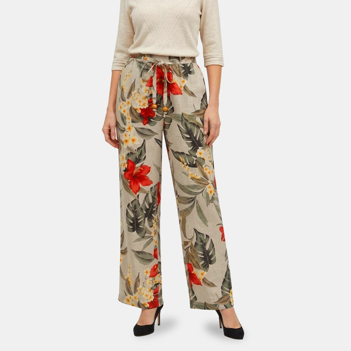 V68342 - Pantalon estampado con pinzas Taniana