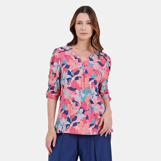 V68602 - Blusa con fuelle y manga fruncida Letizia