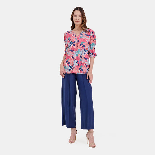 V68602 - Blusa con fuelle y manga fruncida Letizia