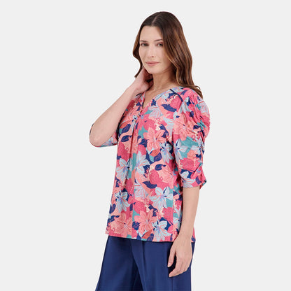 V68602 - Blusa con fuelle y manga fruncida Letizia