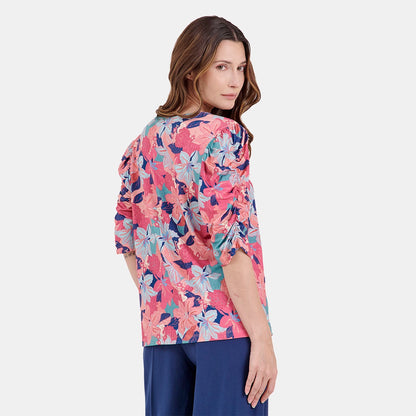 V68602 - Blusa con fuelle y manga fruncida Letizia