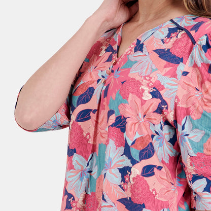 V68602 - Blusa con fuelle y manga fruncida Letizia