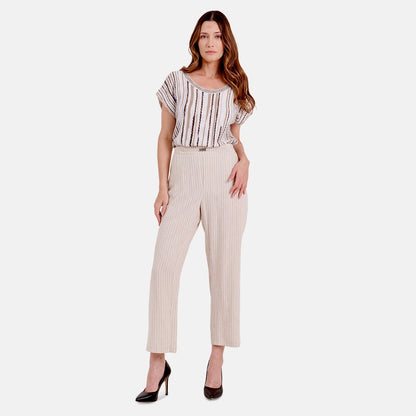 V68642 - Pantalón rayado con cinturón Leah