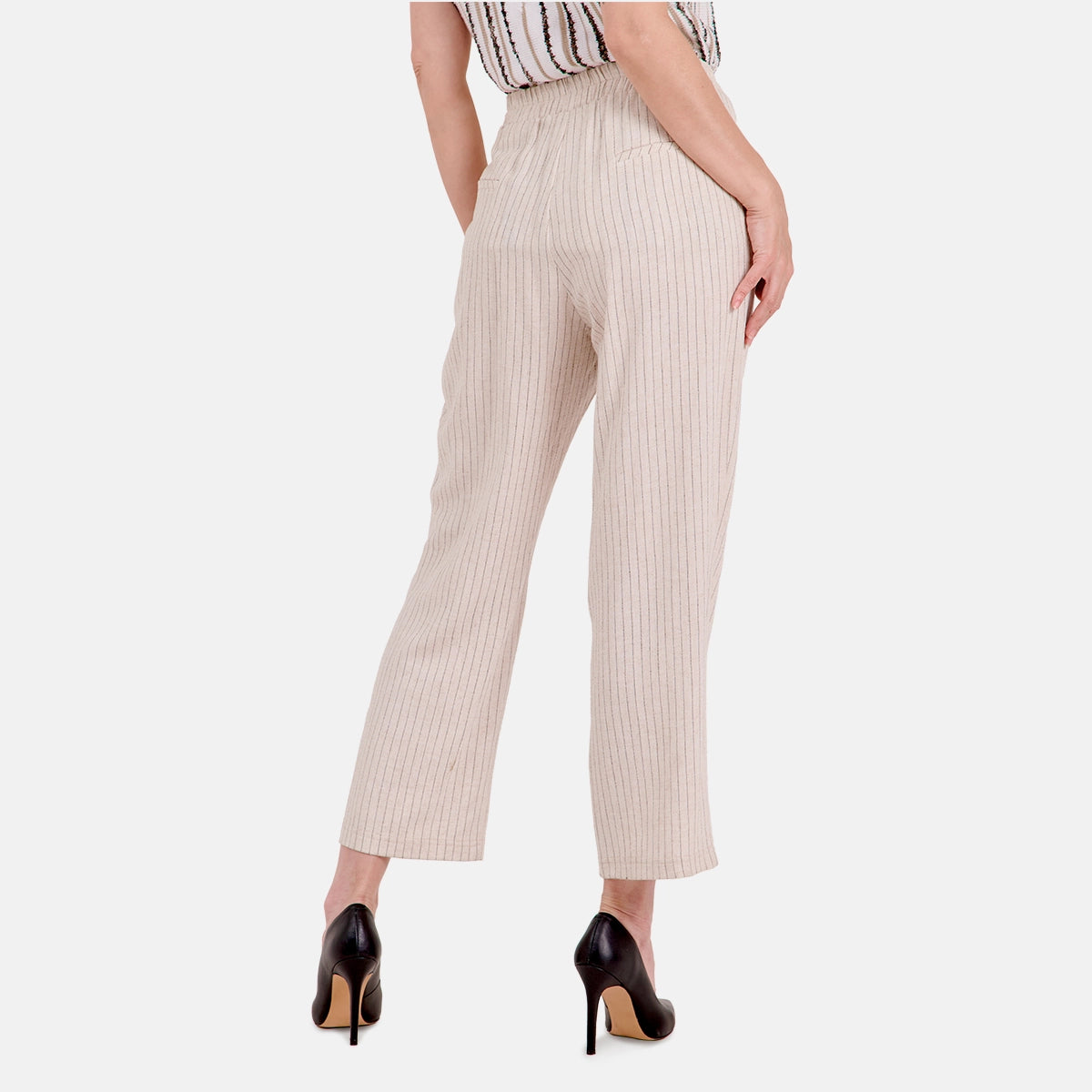 V68642 - Pantalón rayado con cinturón Leah
