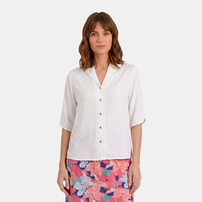 V68702 - Blusa abierta escote V y manga corta Letizia