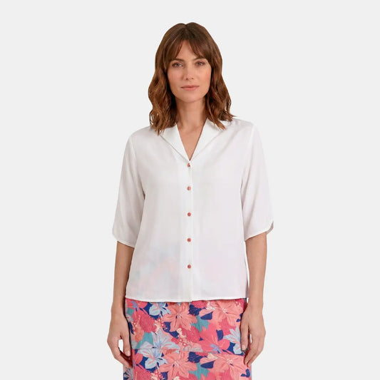 V68702 - Blusa abierta escote V y manga corta Letizia