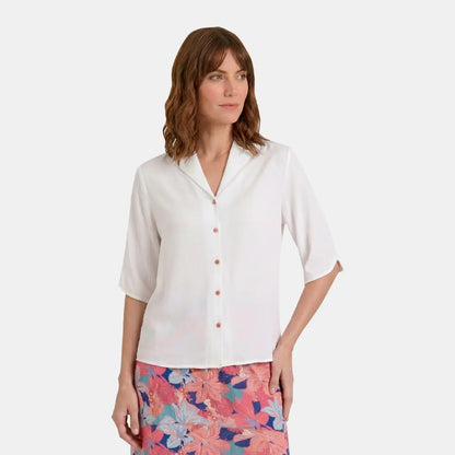 V68702 - Blusa abierta escote V y manga corta Letizia