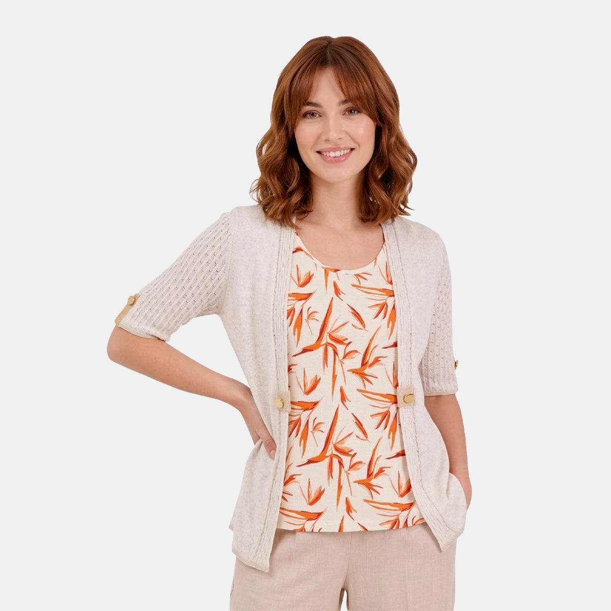 V68791 - Twin Fix boradod con top estampado Keisha