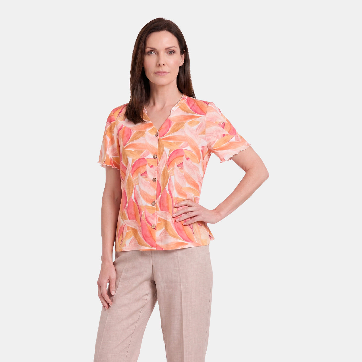 V68802 - Blusa abierta estampada con detalle Helena