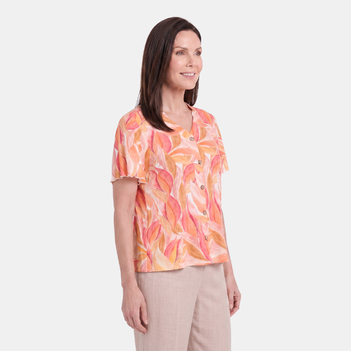 V68802 - Blusa abierta estampada con detalle Helena