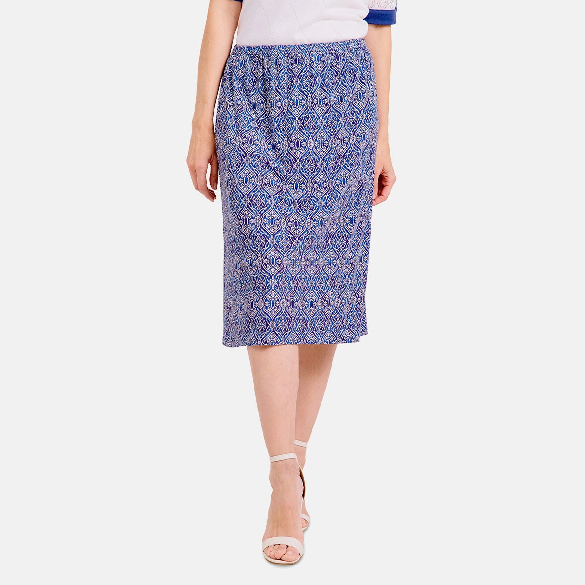 V68822 - Falda estampada con pretina elástica Reina