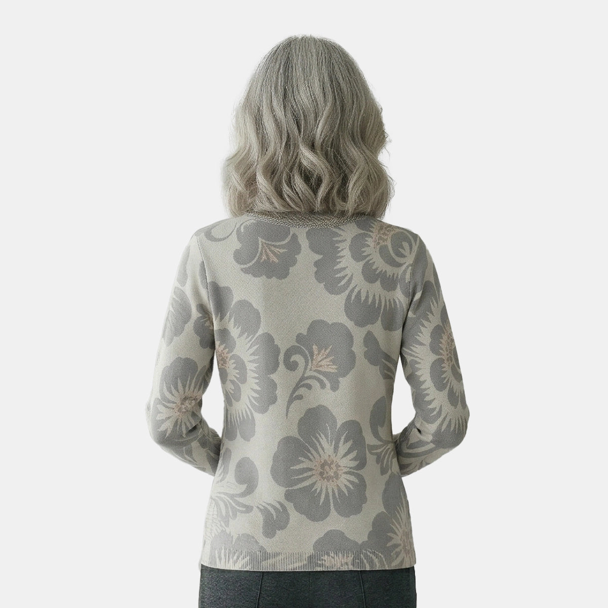 V68881 - Cárdigan estampado con detalle de trenza en costado Complemento