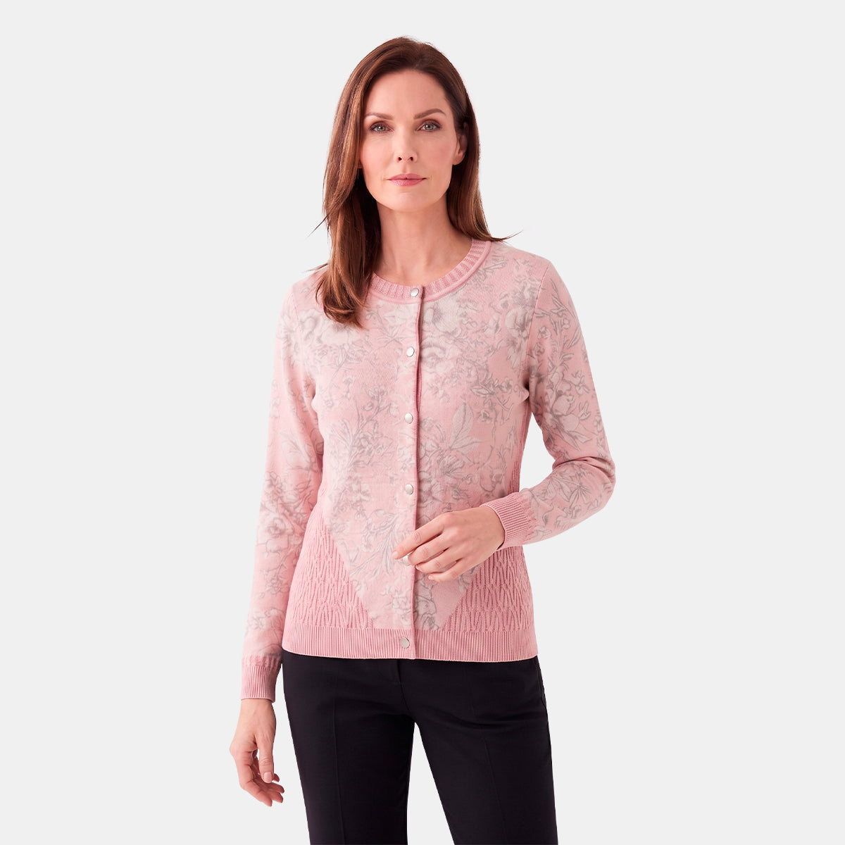 V68981 - Cárdigan estampado con tenza en costado Complementos