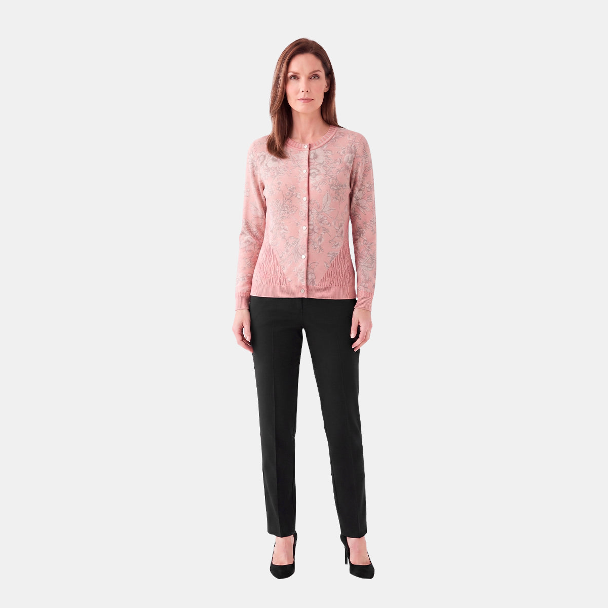 V68981 - Cárdigan estampado con tenza en costado Complementos