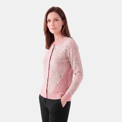 V68981 - Cárdigan estampado con tenza en costado Complementos