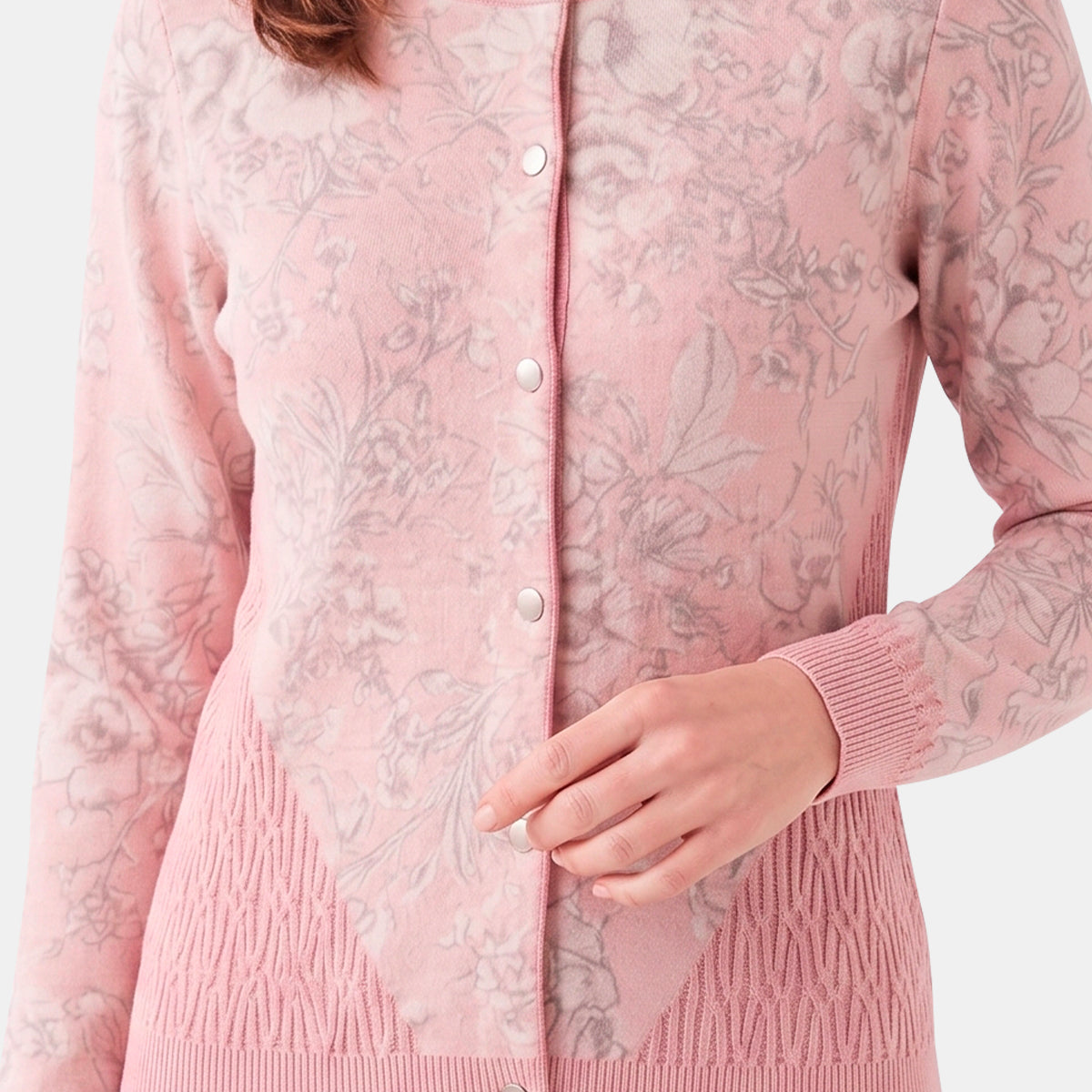 V68981 - Cárdigan estampado con tenza en costado Complementos