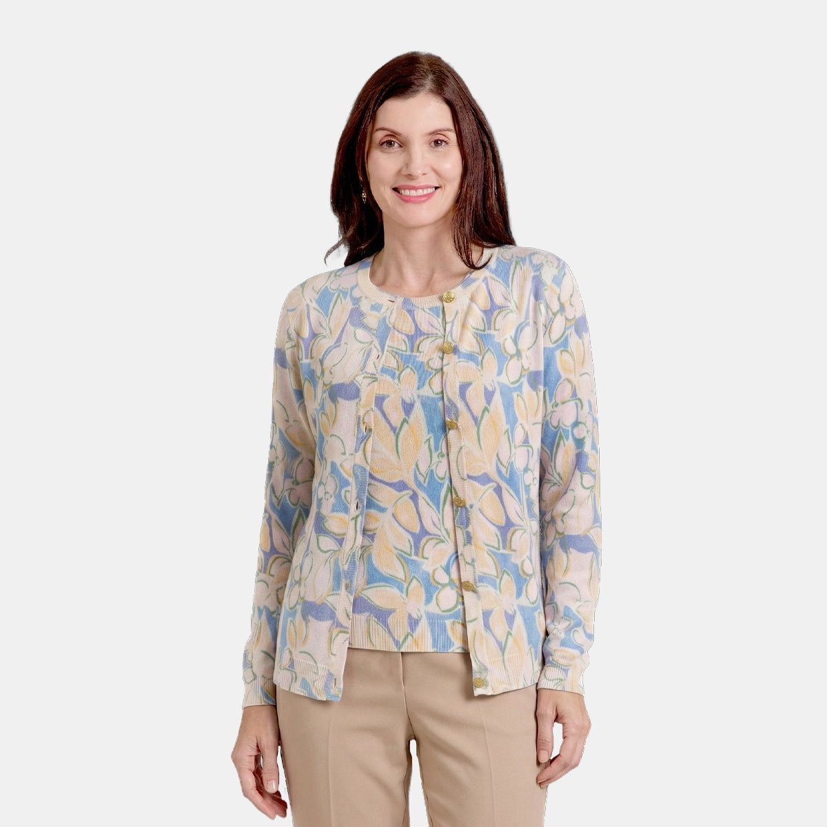 V69081 - Cárdigan estampado cuello redondo Complementos