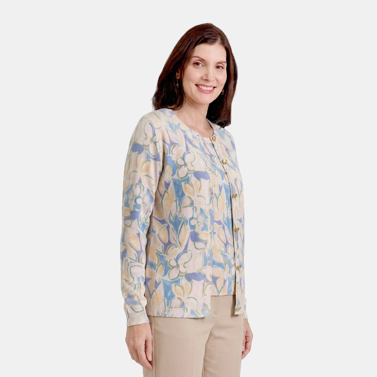 V69081 - Cárdigan estampado cuello redondo Complementos