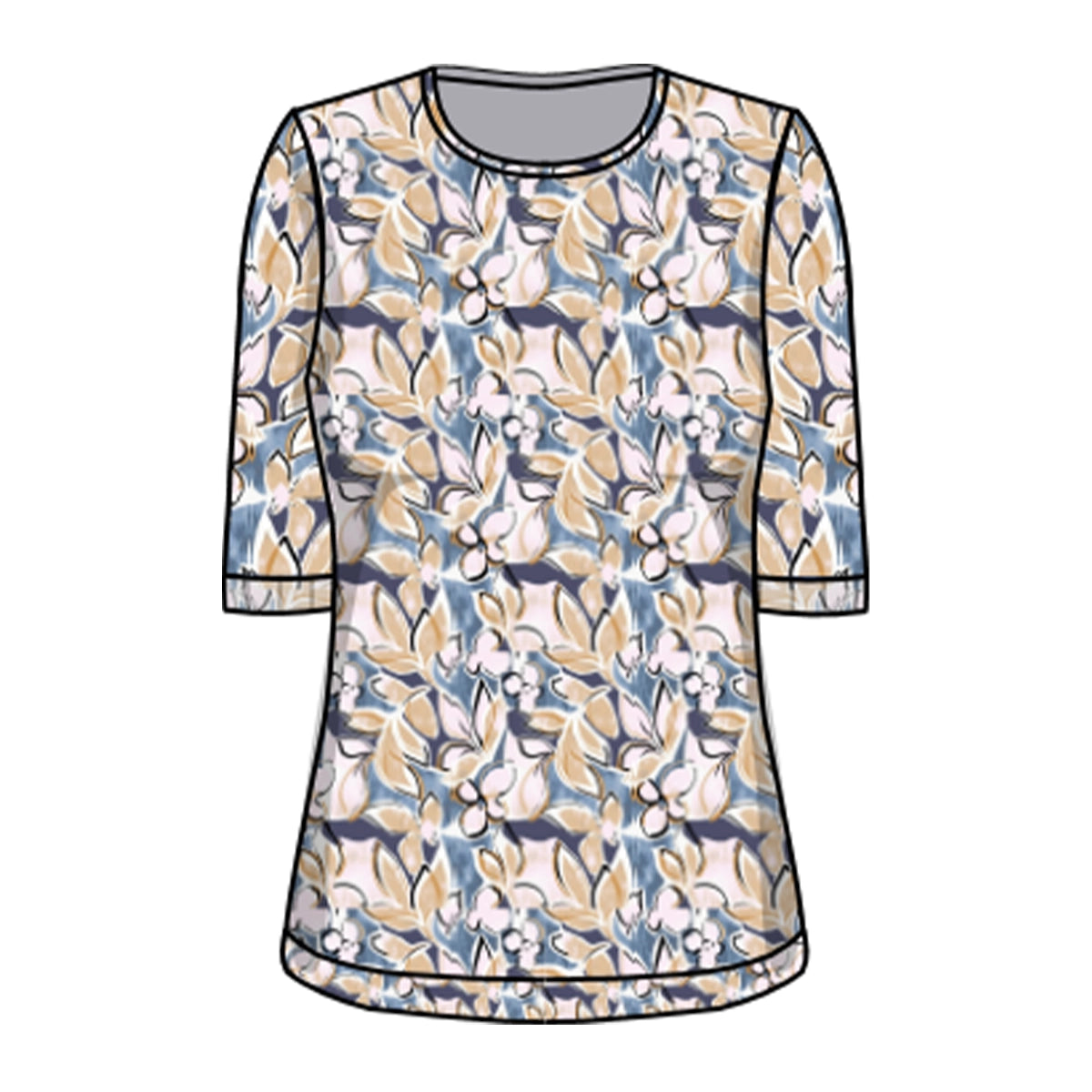 Blusa estampada cuello redondo complementos