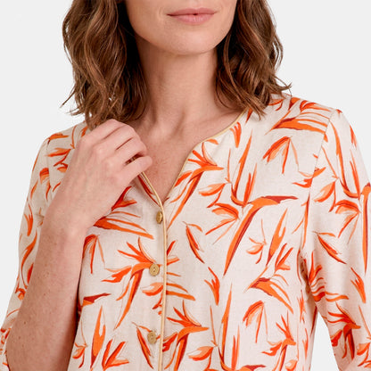V69102 - Blusa estampada con cuello tipo mao Keisha