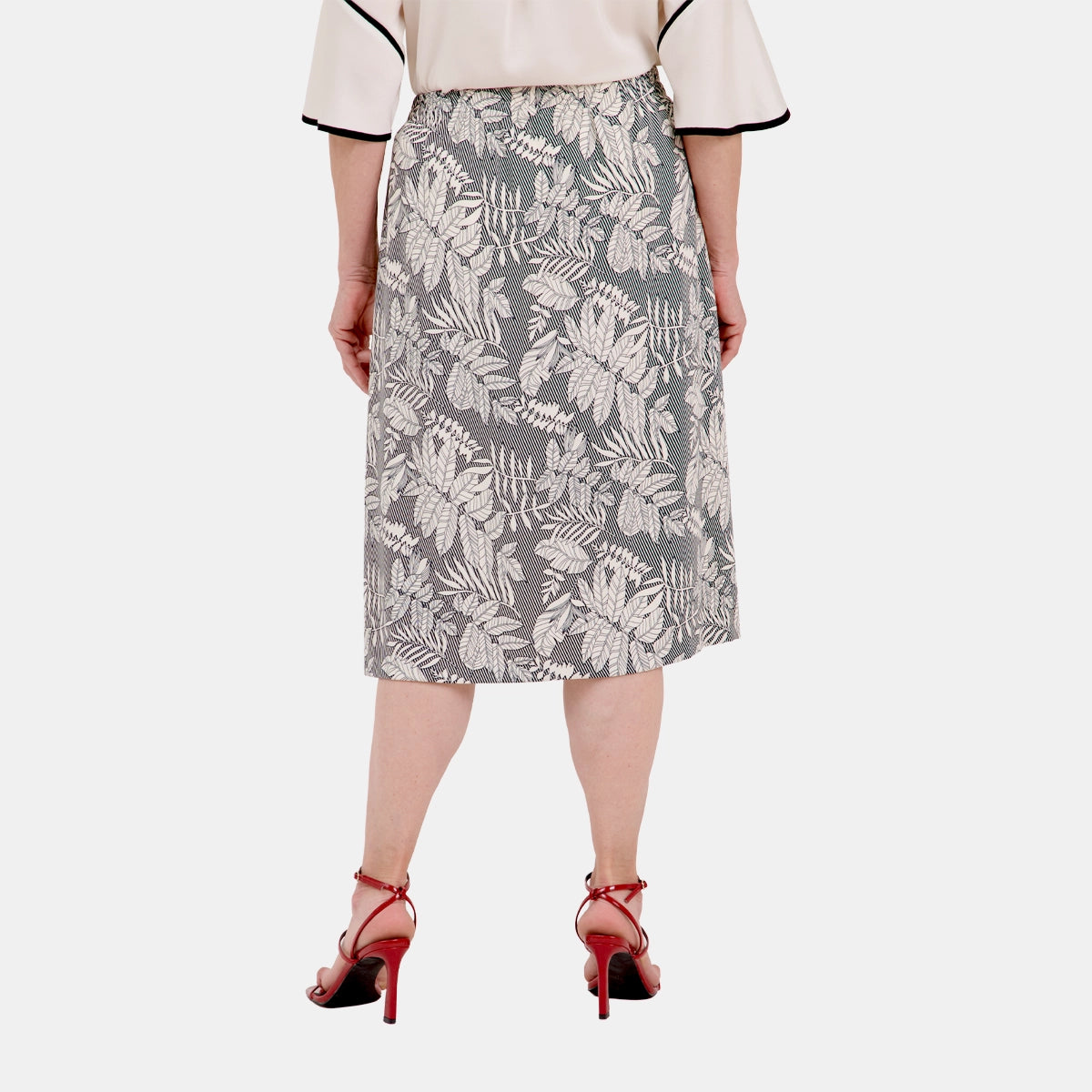 V69122 - Falda estampado tropical con botones al frente Leonor