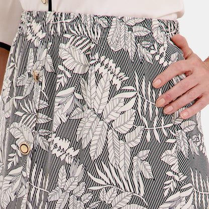 V69122 - Falda estampado tropical con botones al frente Leonor