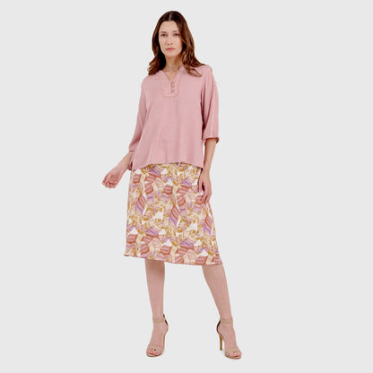 V69302 - Blusa con detalle tejido y manga 3/4 Antonieta