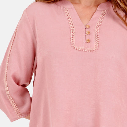 V69302 - Blusa con detalle tejido y manga 3/4 Antonieta