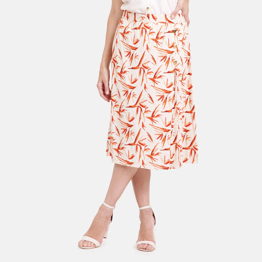 V69422 - Falda estampada con botones al costado Keisha