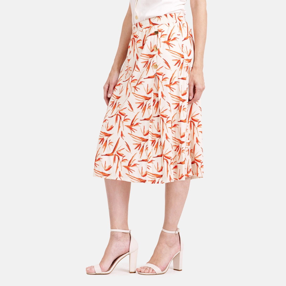 V69422 - Falda estampada con botones al costado Keisha