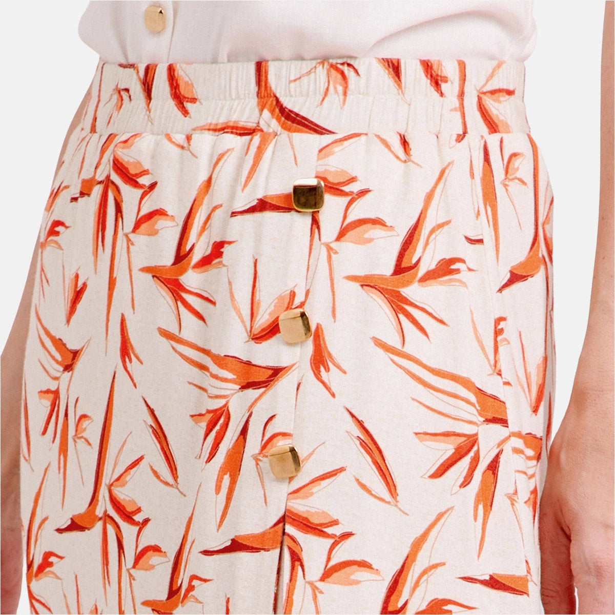 V69422 - Falda estampada con botones al costado Keisha