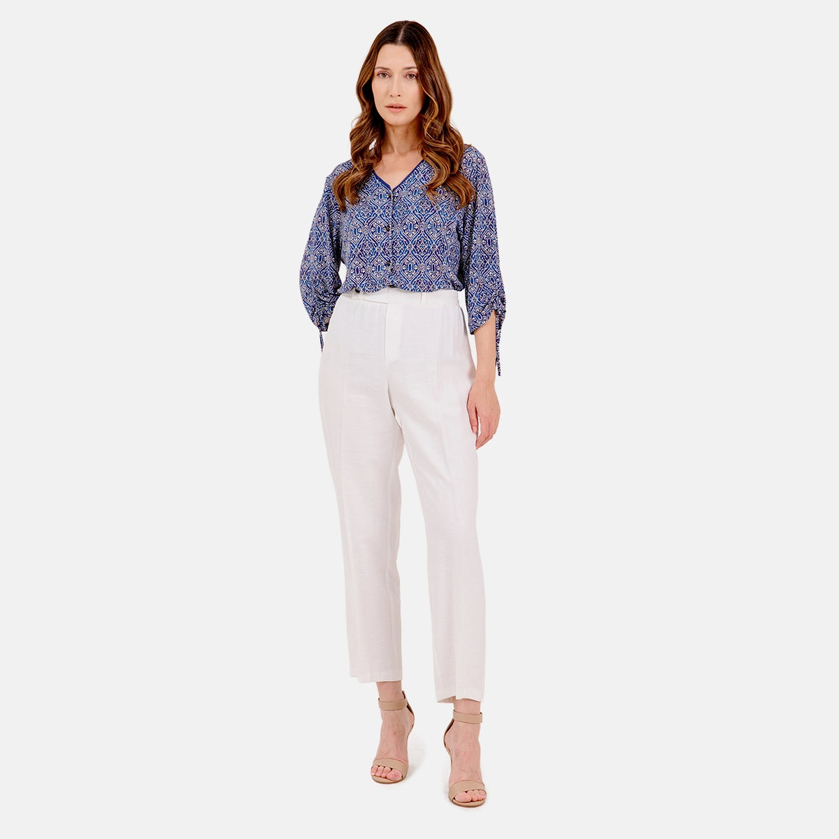 V69442 - Pantalón con boton en pretina Reina