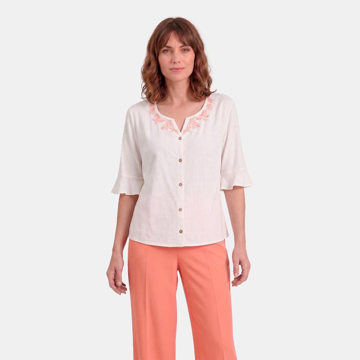 V69502 - Blusa abierta con bordado Helena
