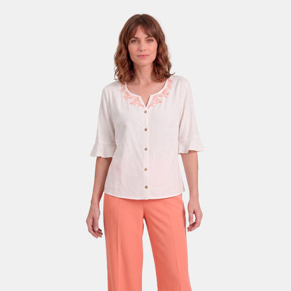 V69502 - Blusa abierta con bordado Helena