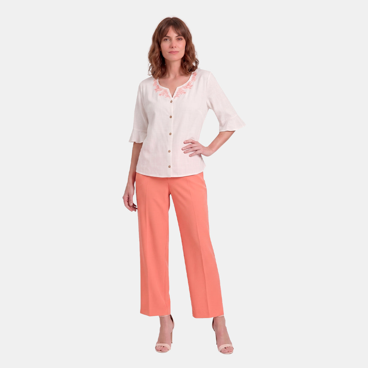 V69502 - Blusa abierta con bordado Helena