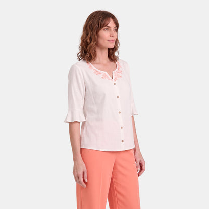 V69502 - Blusa abierta con bordado Helena