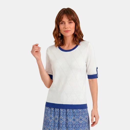 V69601 - Blusa cuello redondo con detalle Reina