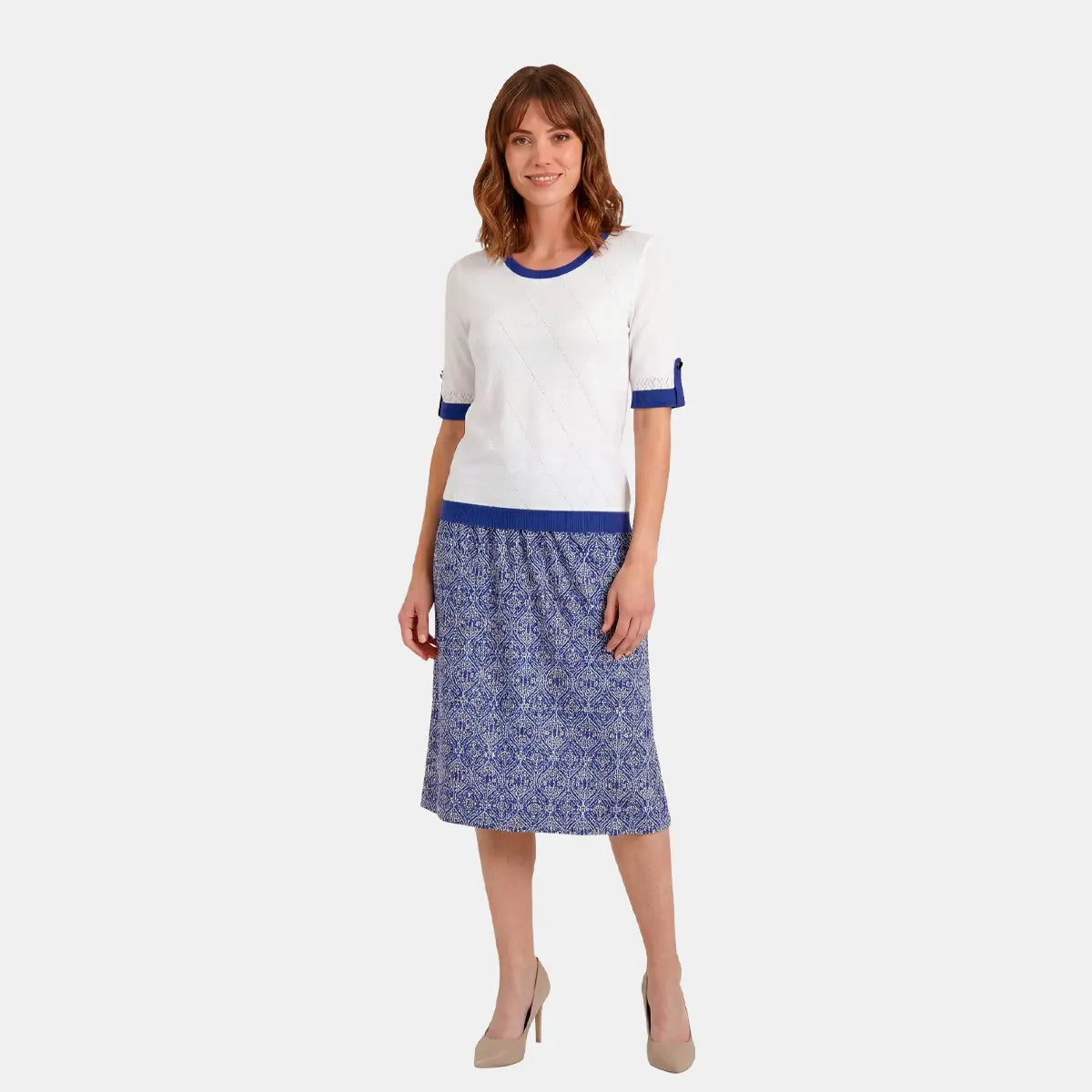 V69601 - Blusa cuello redondo con detalle Reina