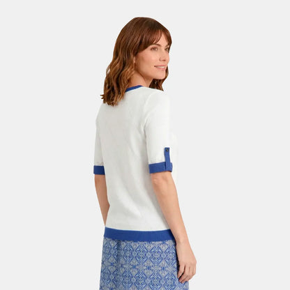 V69601 - Blusa cuello redondo con detalle Reina