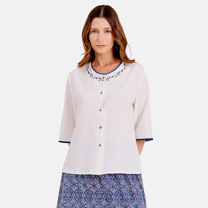 V69602 - Blusa con bordado Reina