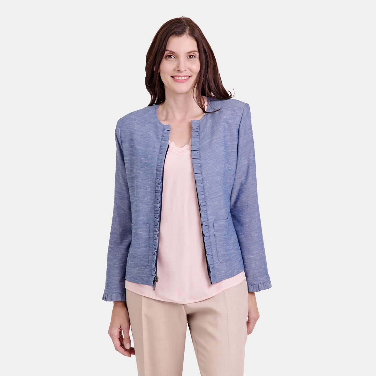 V69652 - Saco escote redondo con cierre Maeli