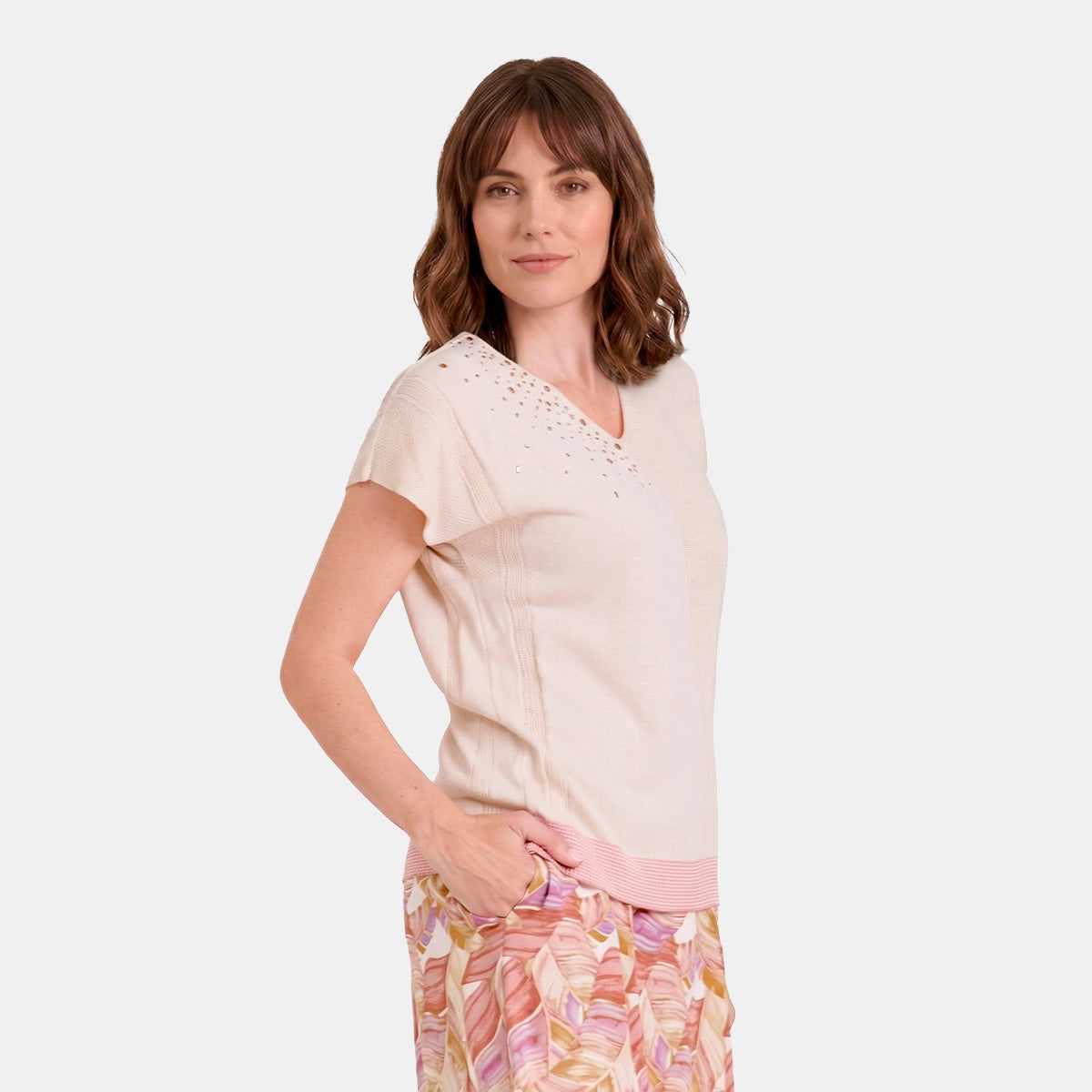 V69701 - Blusa de punto con detalle Antonieta