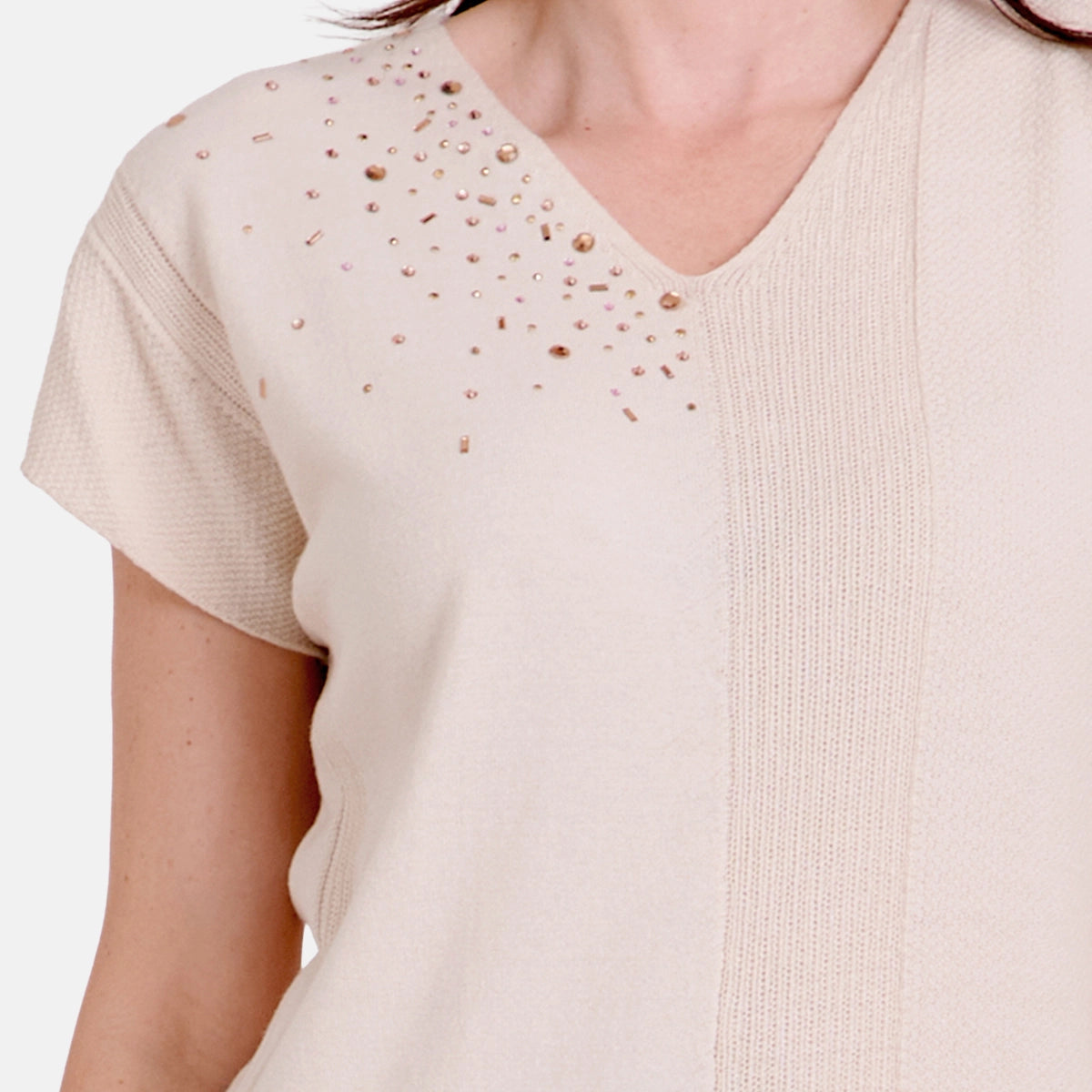 V69701 - Blusa de punto con detalle Antonieta