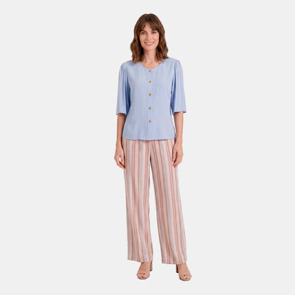 V69842 - Pantalón rayado con tiras ajustables Maria