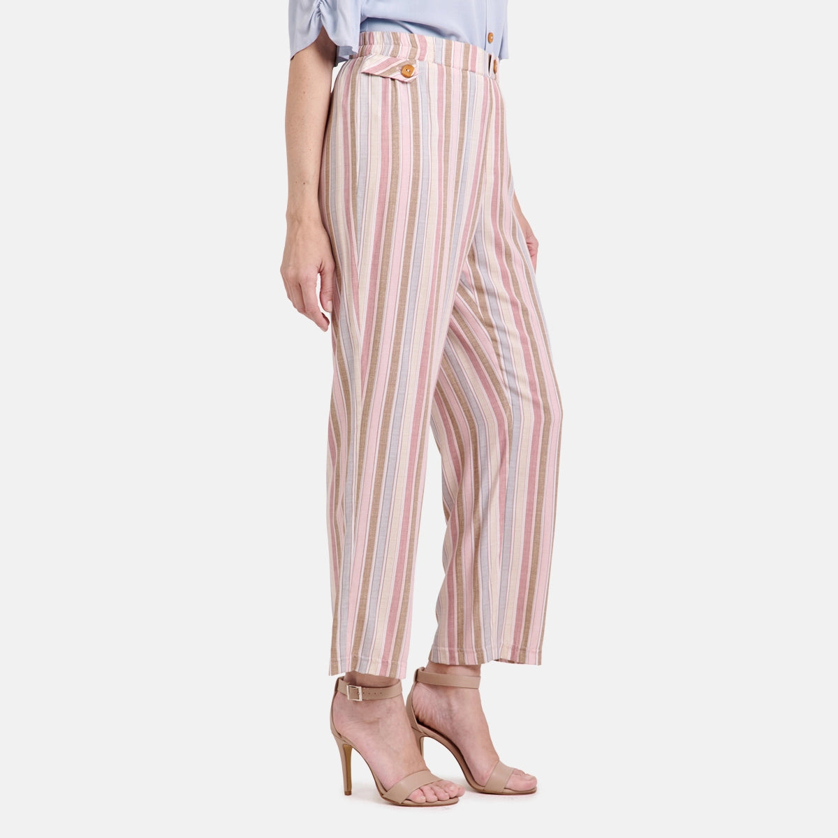 V69842 - Pantalón rayado con tiras ajustables Maria
