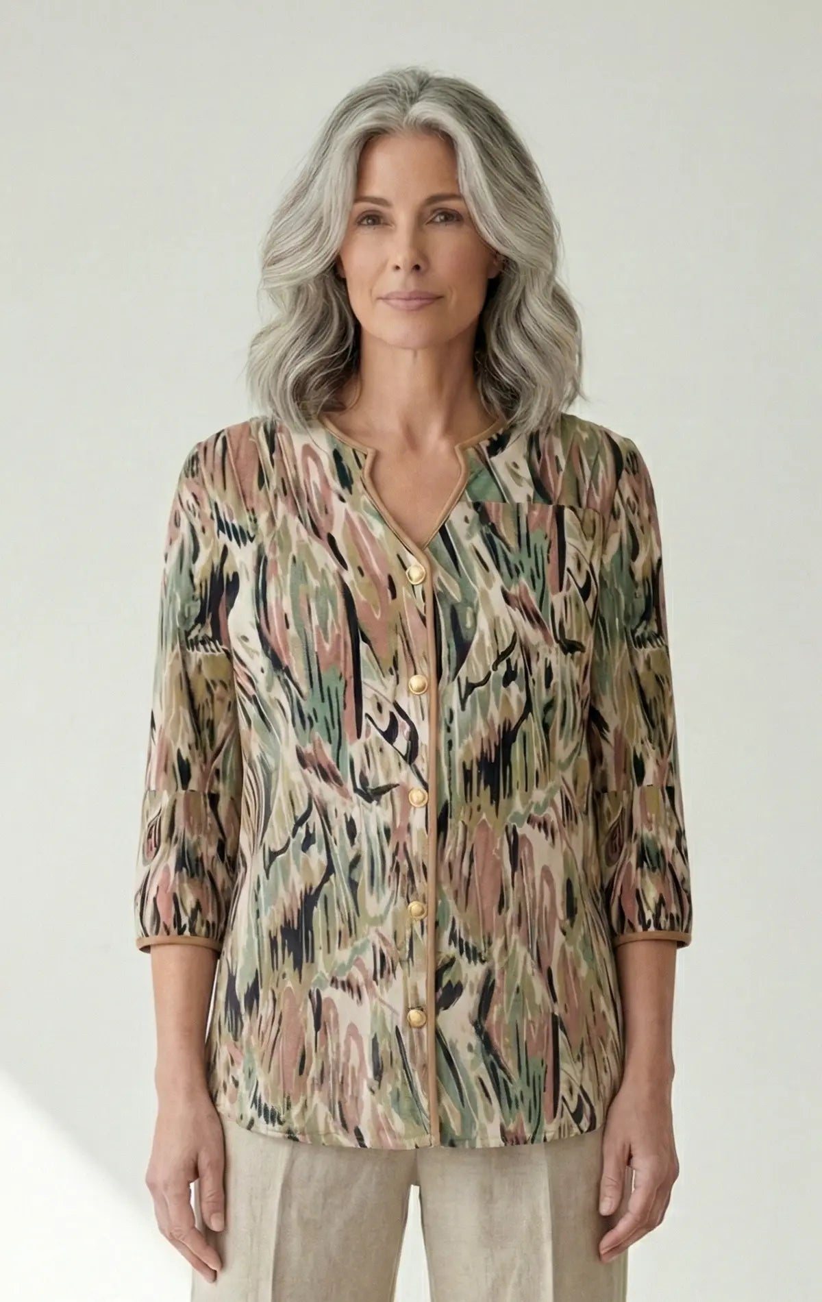 VL78902 - Blusa est abta c/ tablones Marenna